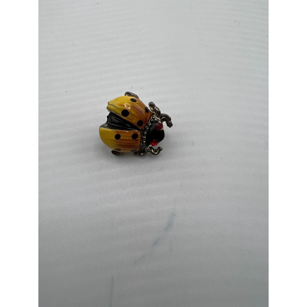 Vintage Multicolor Hand Painted Fashion Jewelry Metal Enamel Ladybugs Brooch Pin